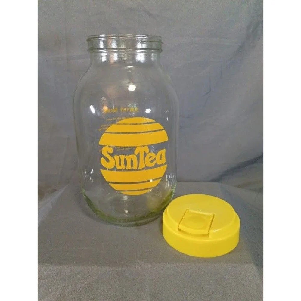 Sun Tea Ice Tea Recipe Vintage Carlton 3 Liter USAGlass Jar Yellow FREE SHIP!